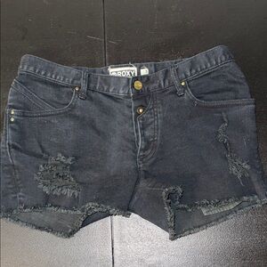 Roxy Black Distressed Denim Shorts